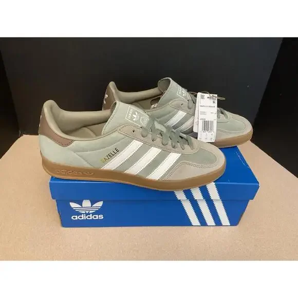 adidas | Shoes | New Adidas Gazelle Indoor Silver Pebblesilver Greencloud  Wht Shoes M85w95 | Poshmark